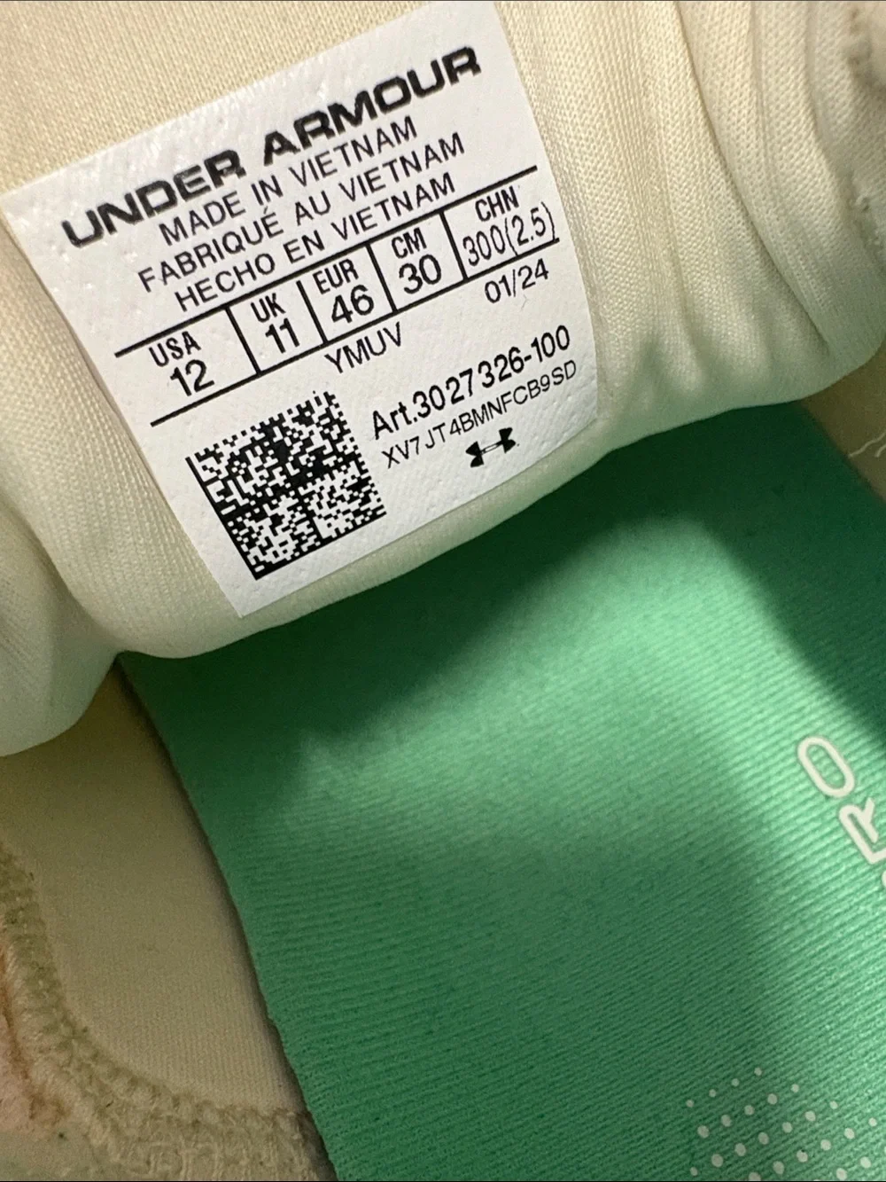 Under Armour White & Green Performance Running Sneakers